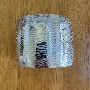 Intricate Lined Design Cuff Bracelet Vintage Silvertone